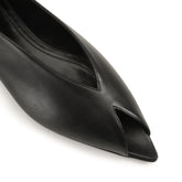Beak Peep Toe Ballerina - Black | Sergio Rossi