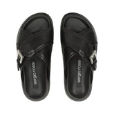 sr Twenty Buckle - Sandal Flat Black | Sergio Rossi