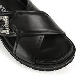 sr Twenty Buckle - Sandal Flat Black | Sergio Rossi