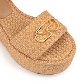 Surge Flatform Sandal - Straw | Sergio Rossi