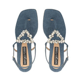 sr Godiva Precious - Sandal Flat Indigo | Sergio Rossi