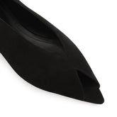 Beak Peep Toe Ballerina - Black | Sergio Rossi