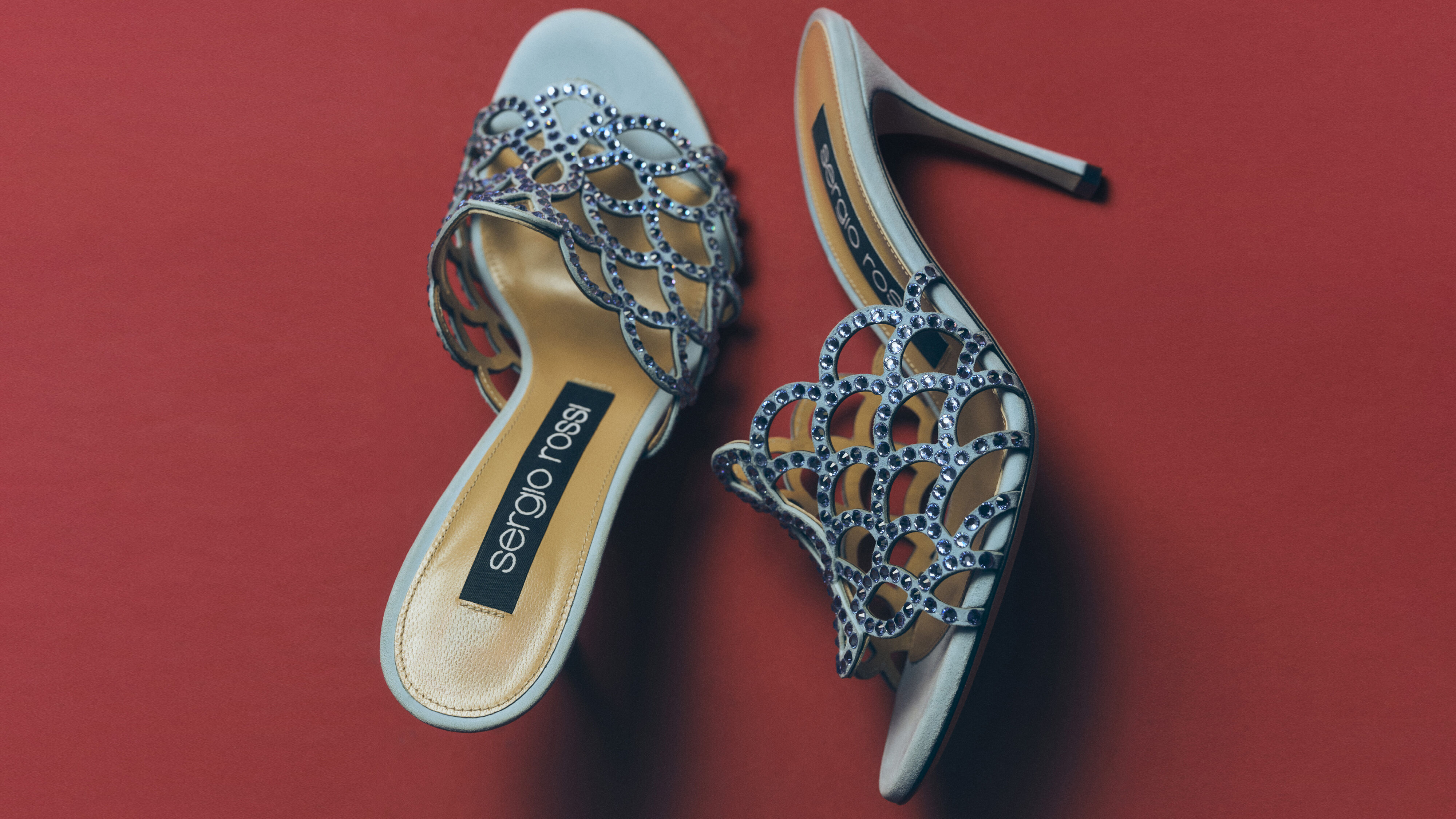 Sergio Rossi Rhinestone Metallic Blue - Vintage Designer