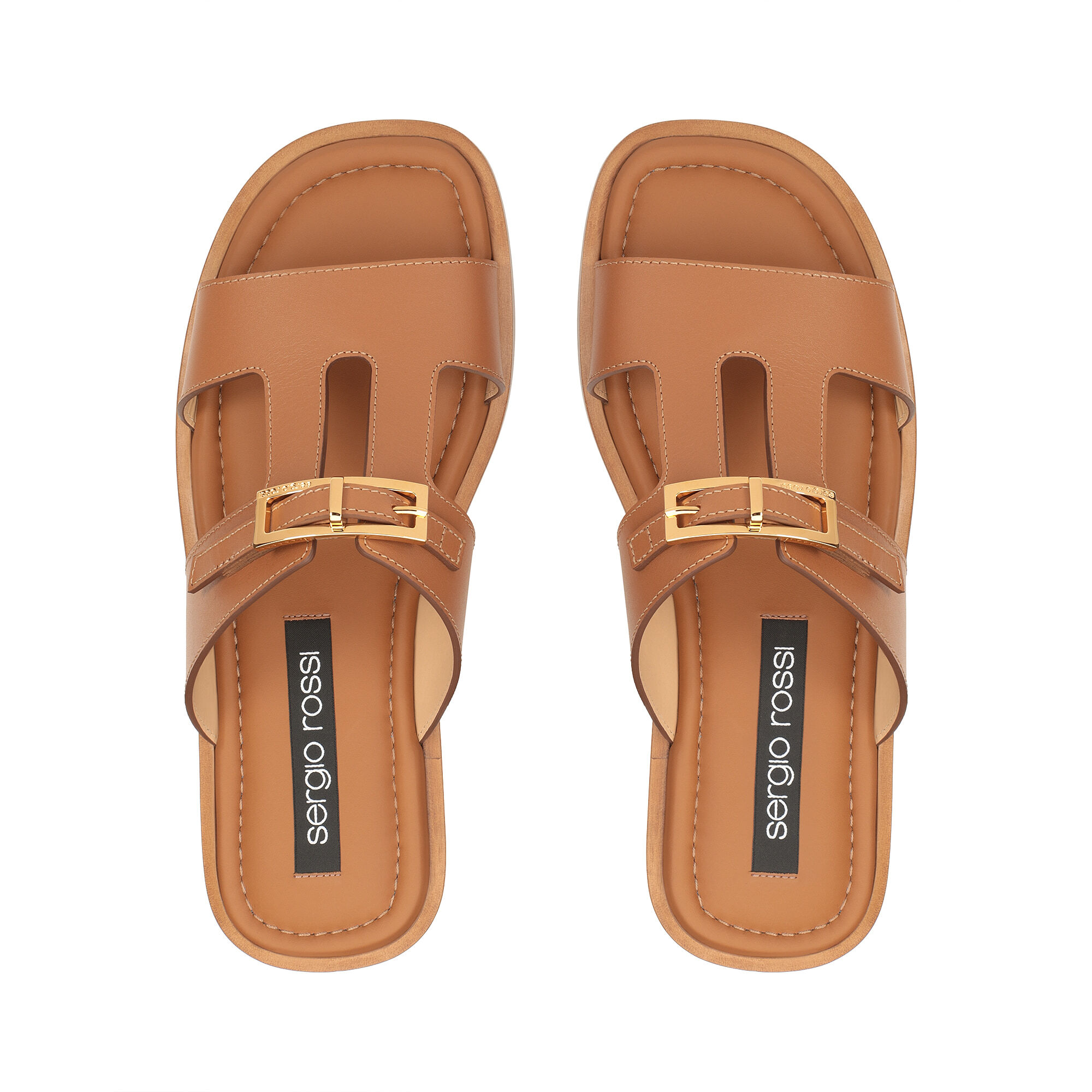 ★2025SS★【Sergio Rossi】 sr Nora - Flat sandals Macadamia Sandals Brown Low heel: 15mm, sr Nora - Sandals Macadamia