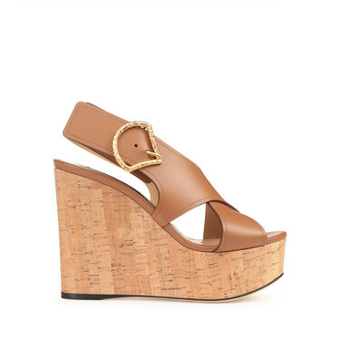 Wedges Brown Mid heel: 75mm, sr Sea Scale - Wedges Macadamia 1