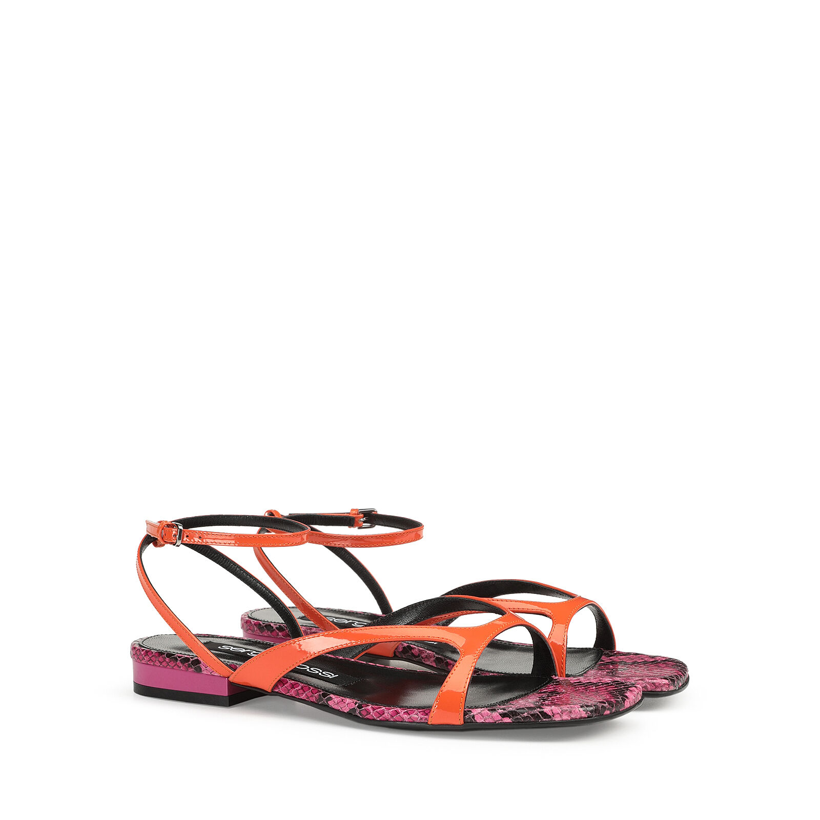 Sandals Pink Low heel: 15mm, sr Aracne - Sandals Mandarine+