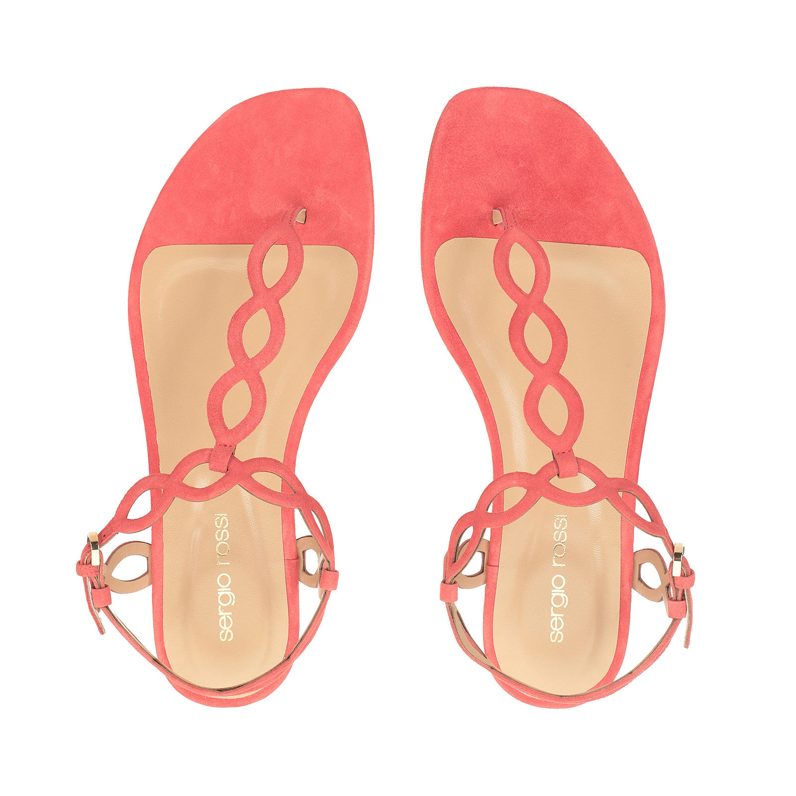 Sandals Red Flat 10mm Mermaid Sandals Corallo Sergio Rossi