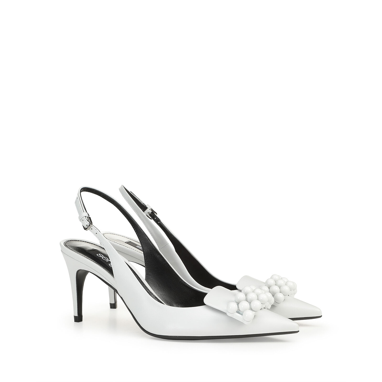 全品送料0円 Mid White Slingbacks heel: White Slingbacks - sr1 75mm, 靴