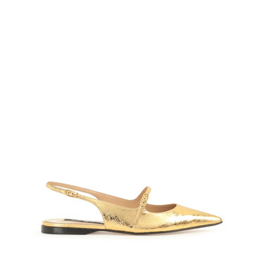 Chaussures à bride arrière Jaune Talon plat: 10mm, Godiva - Slingbacks Gold 2