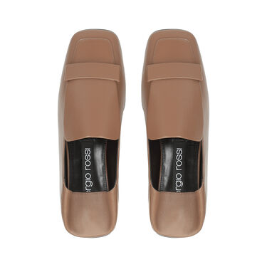 Mocassins beige Talon plat: 5mm, sr1 - Slippers Noisette 2