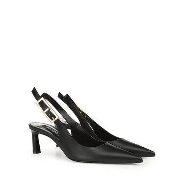 スリングバック ブラック ミッドヒール: 60mm, sr Nora - Slingbacks Black 2