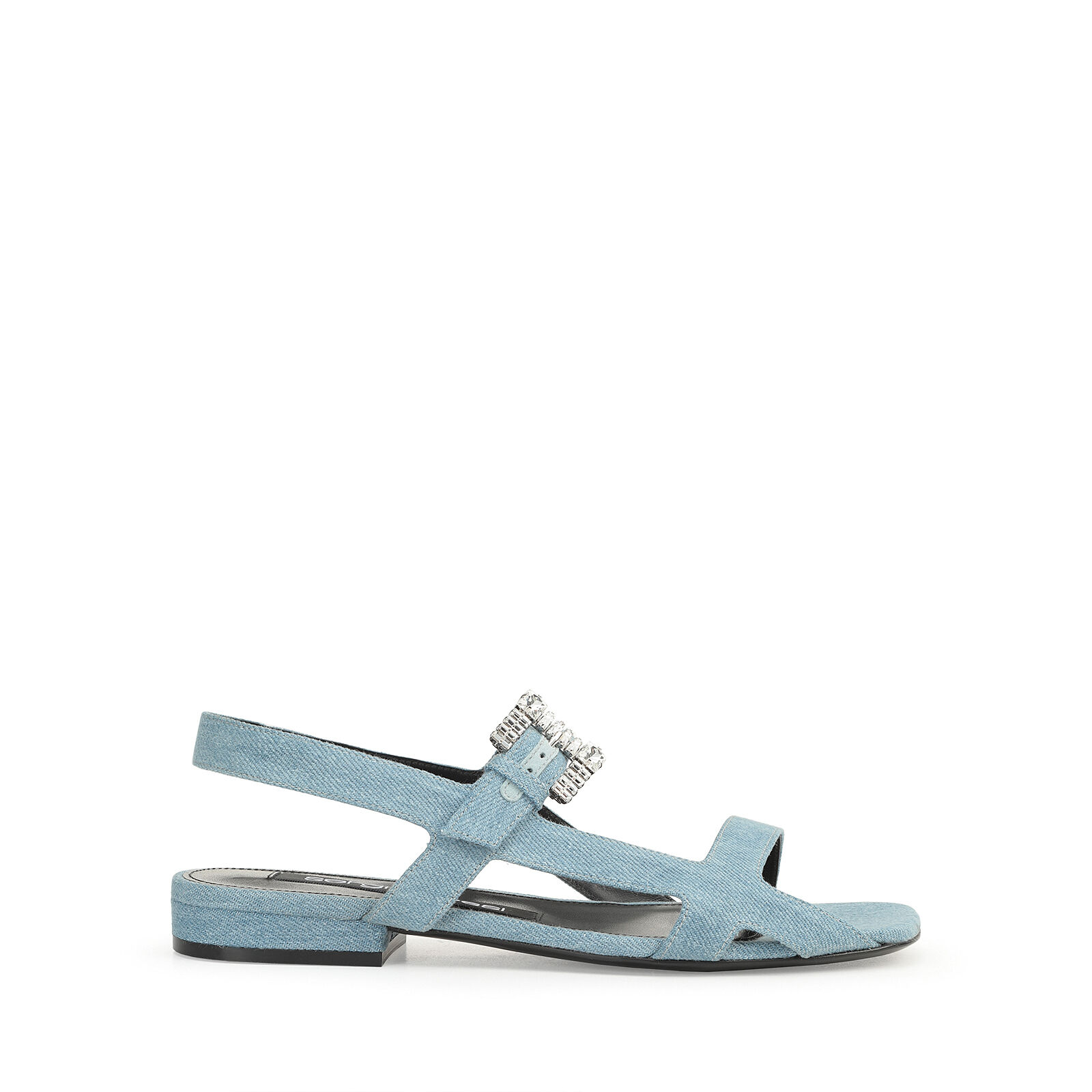 Sandali blu tacco store basso