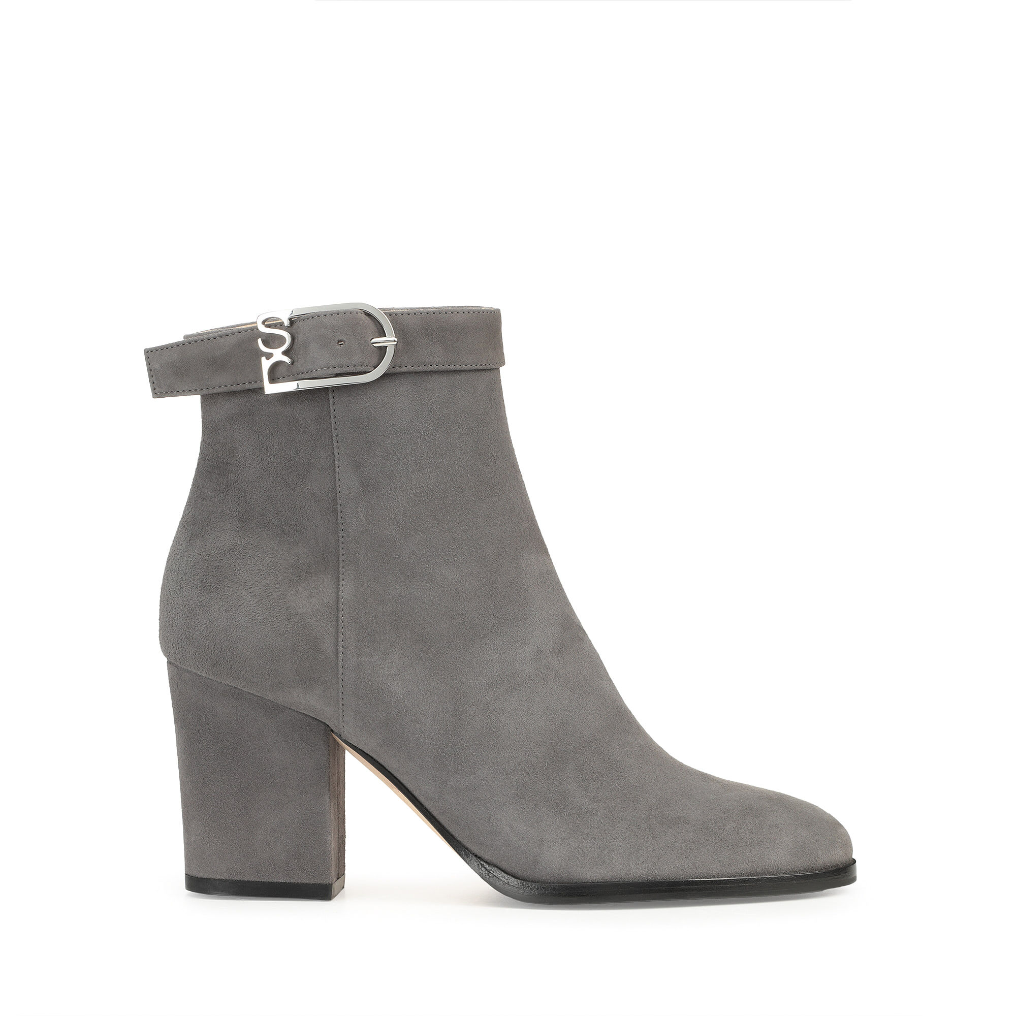 Grey suede booties with heel cheap