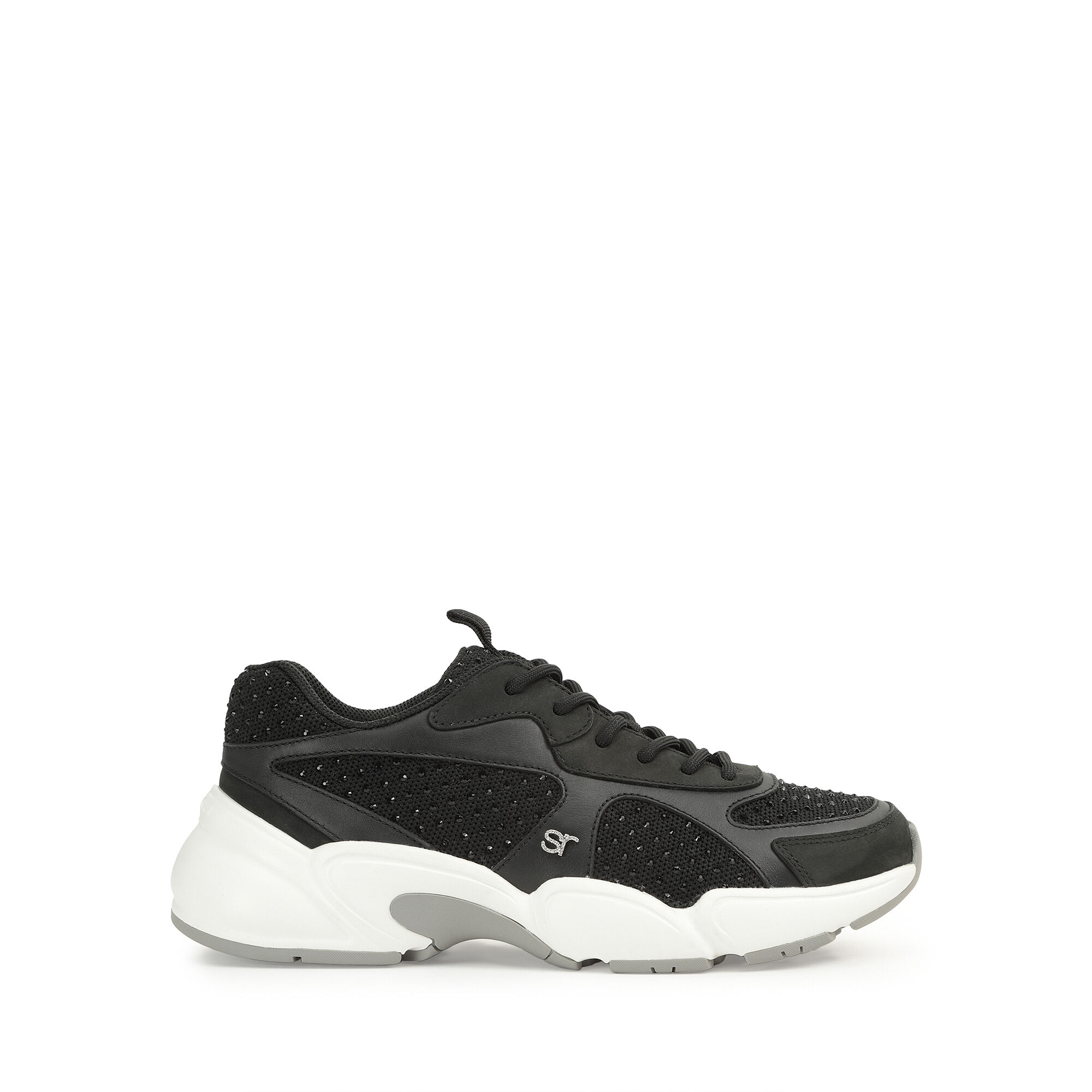 Sneakers Black Flat 10mm sr 0024 Crystal Sneakers Black Sergio Rossi