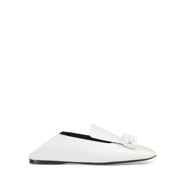 Mocassins Blanc Talon plat: 5mm, sr1 - Slippers White 2