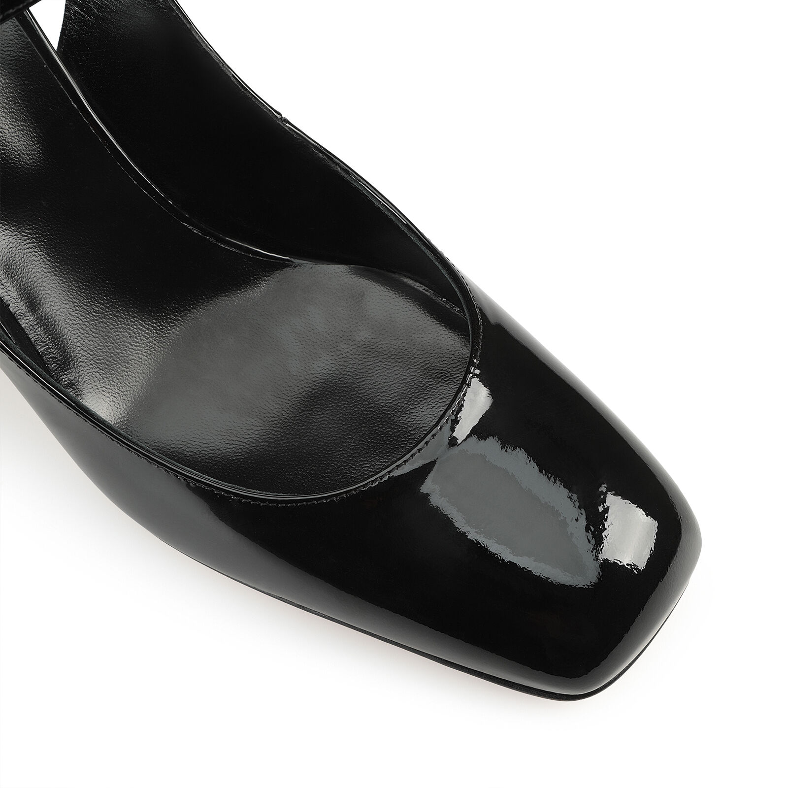 SI ROSSI シロッシ黒 エナメル オープントゥ ミュール Slingbacks Black High heel: 80mm, SI ROSSI | Sergio Rossi