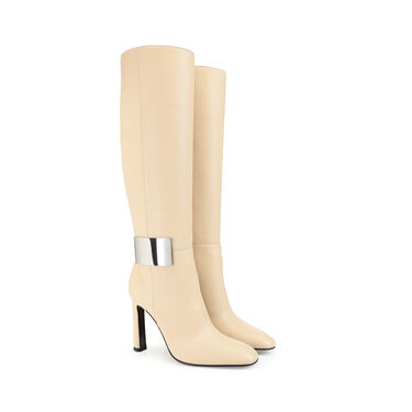 Boots White High heel: 100mm, sr Miroir - Boots Chalk 2