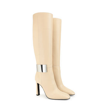 Bottes Blanc Talon haut: 100mm, sr Miroir - Boots Chalk 2