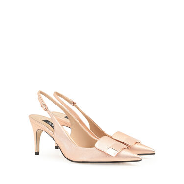 Chaussures à bride arrière Rose Talon moyen: 75mm, sr1  - Slingbacks Oro Rosa 2