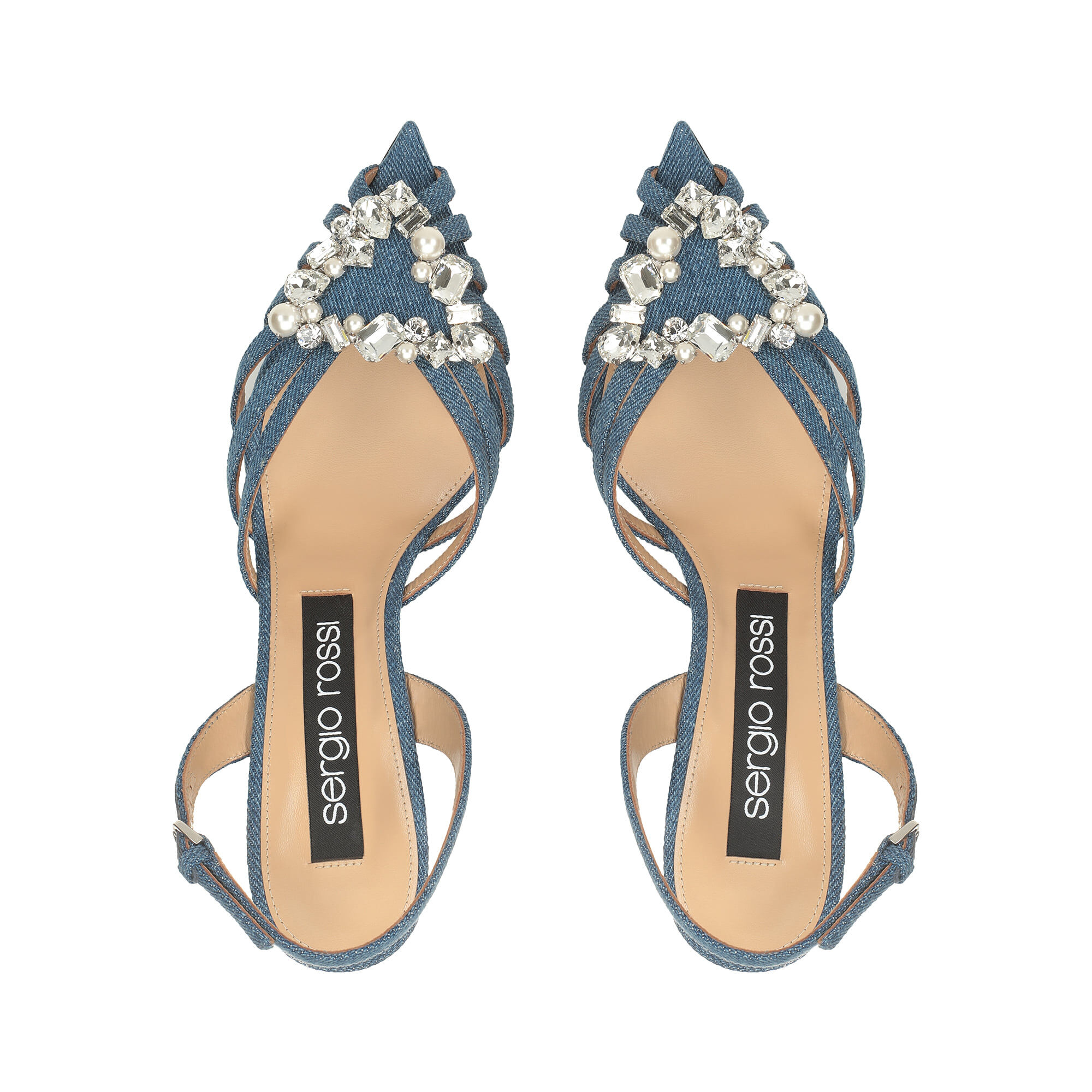 ★新作★Sergio Rossi★sr Godiva Precious-Flat sandals Indigo Sandals Blue Mid heel: 75mm, sr Godiva Precious - Sandals