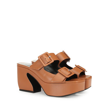 Sandals Brown Low heel: 45mm, SI ROSSI - Sandals Cuoio 2