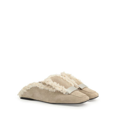 Mocassins Gris Talon plat: 5mm, sr1 - Slippers Taupe 2