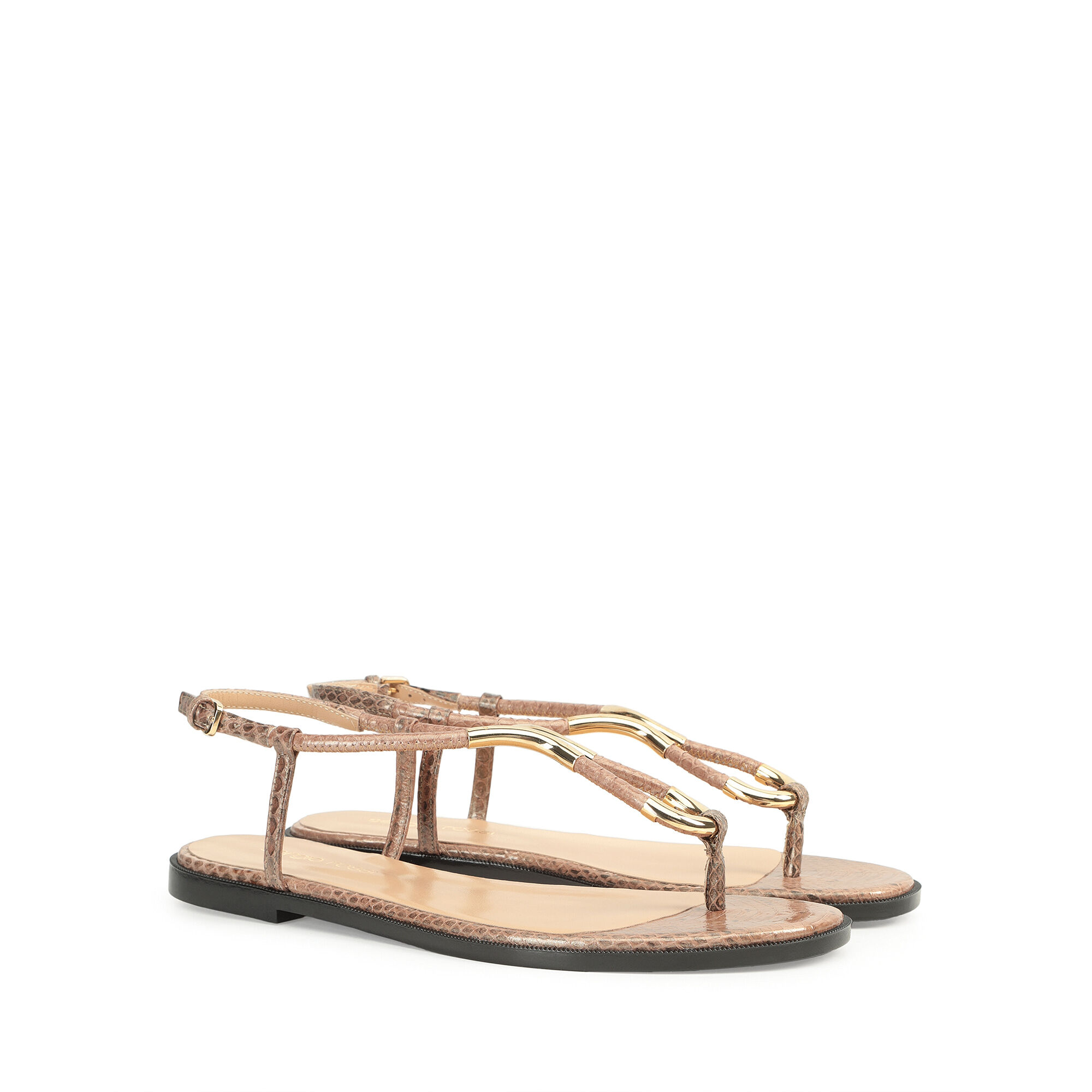 Sandalen Braun Niedriger Absatze 5mm Twist Sandals Bronze Sergio Rossi