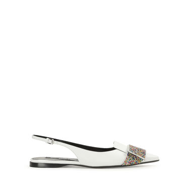 Chaussures à bride arrière Blanc Talon plat: 10mm, sr1 Paris - Slingbacks White 2