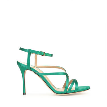 Sandals Green Low heel: 90mm, Bon ton - Sandals Emerald Green 2
