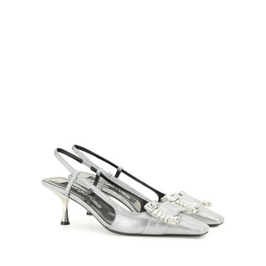 Slingbacks Grey Mid heel: 60mm, sr Twenty - Slingbacks Acciaio 2