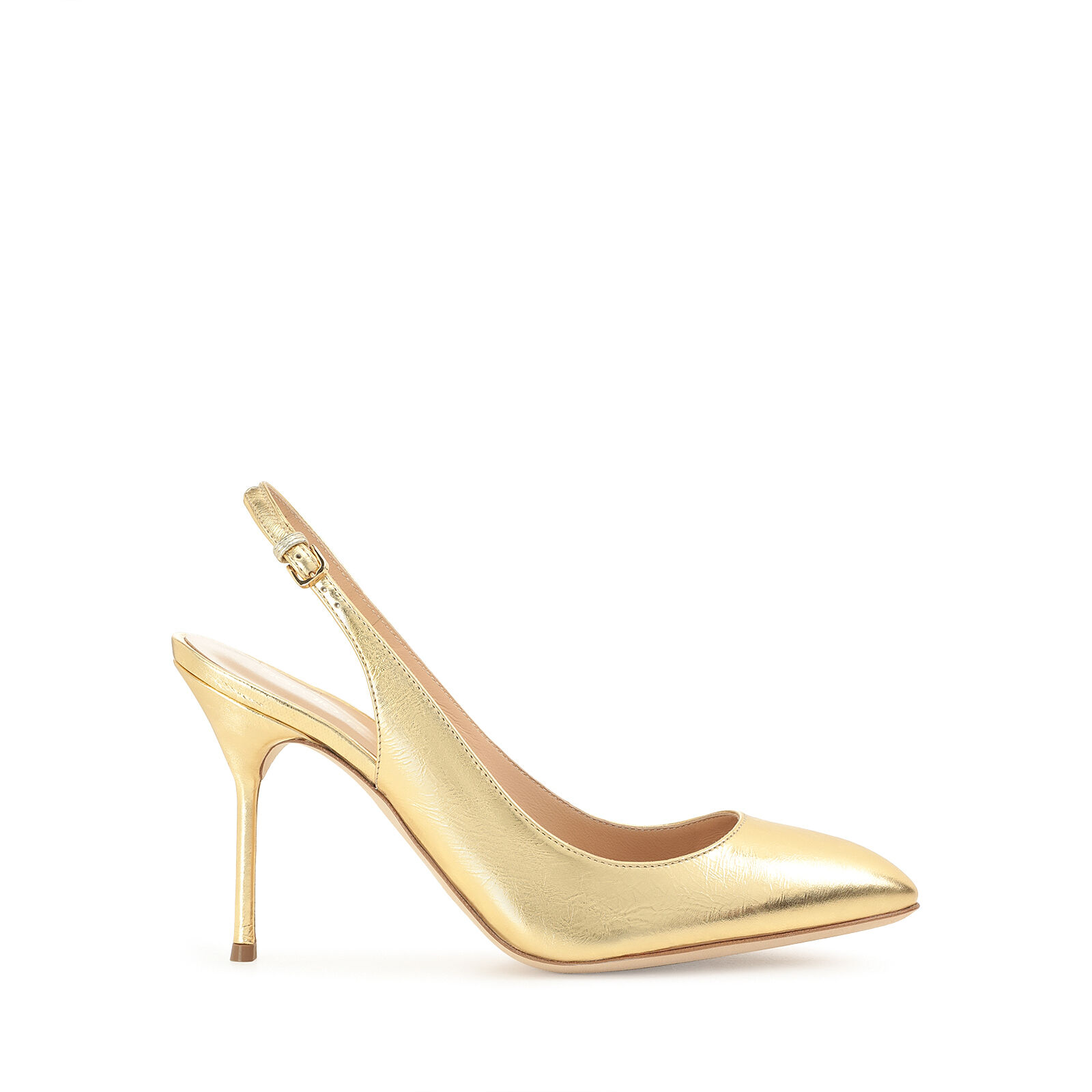 Chaussures a bride arriere Jaune Petit talon 90mm Chichi Slingbacks Gold Sergio Rossi