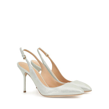 Chaussures à bride arrière Gris Petit talon: 90mm, Chichi - Slingbacks Silver 2