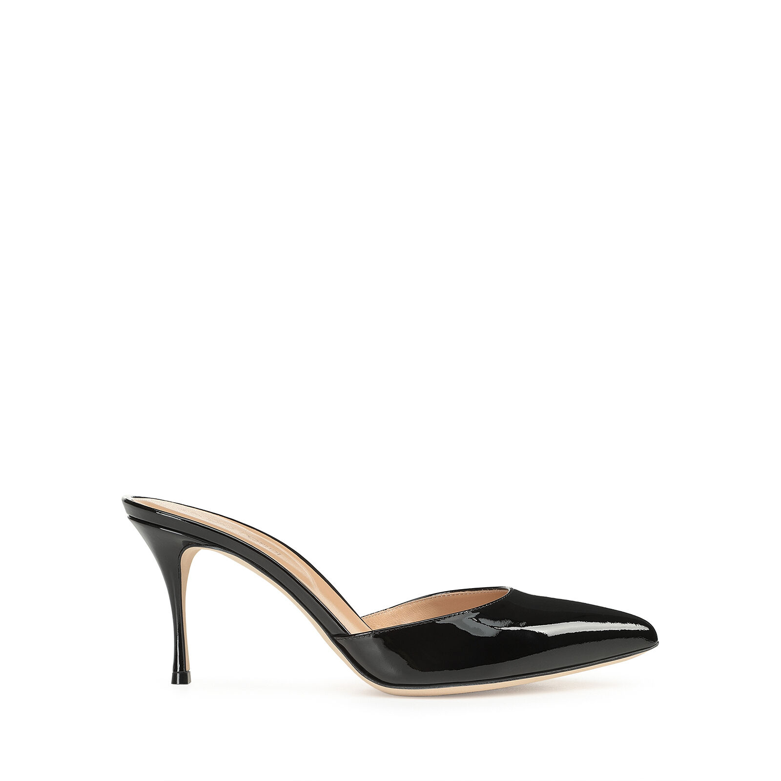 【Sergio Rossi】エレガンス ミュール 75mm パテントレザー 2色 Sandals Black Mid heel: 75mm, Elegance | Sergio Rossi