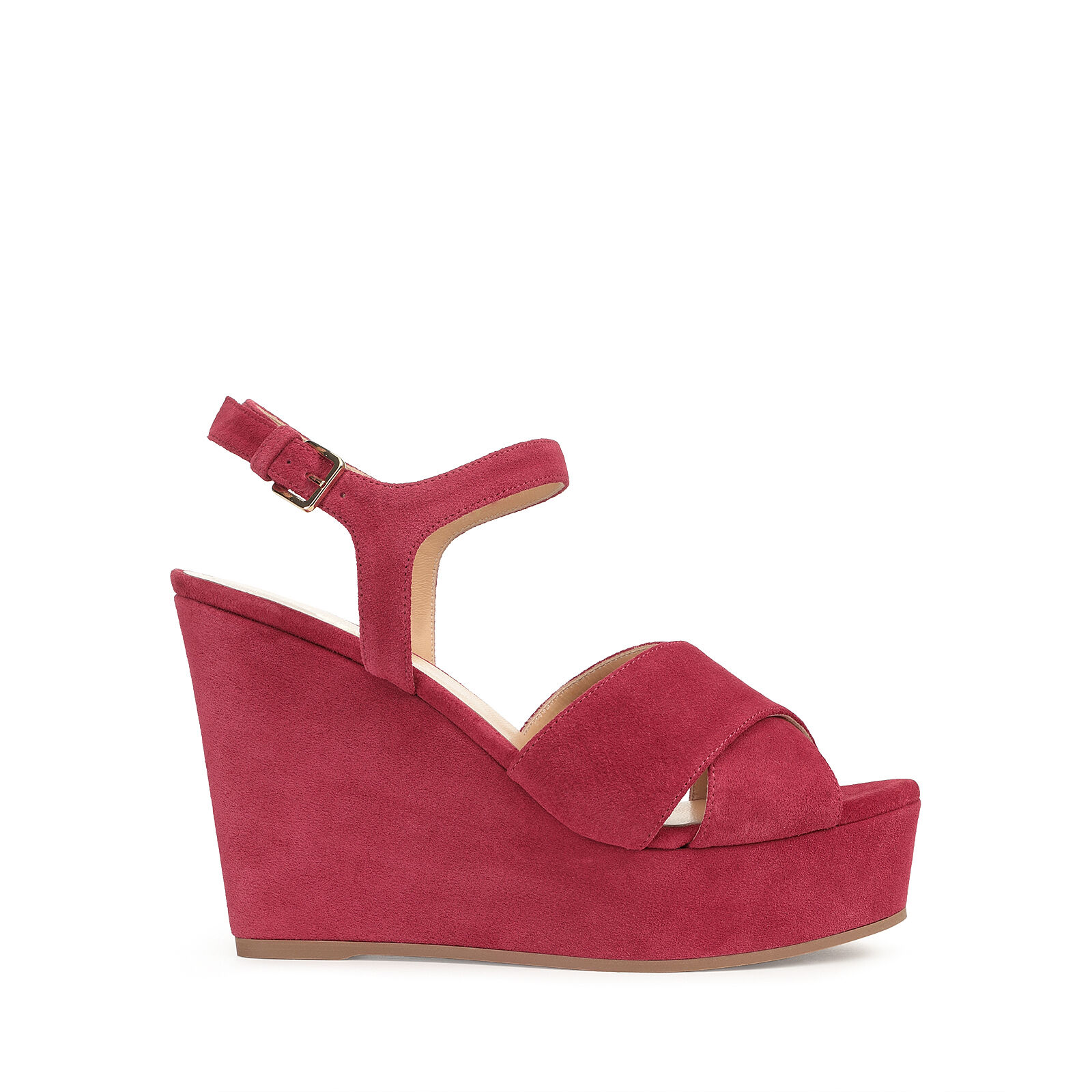 Red suede wedges top