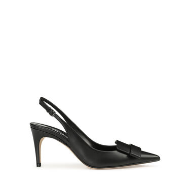 Chaussures à bride arrière Noir Talon moyen: 75mm, sr1 - Slingbacks Black 2