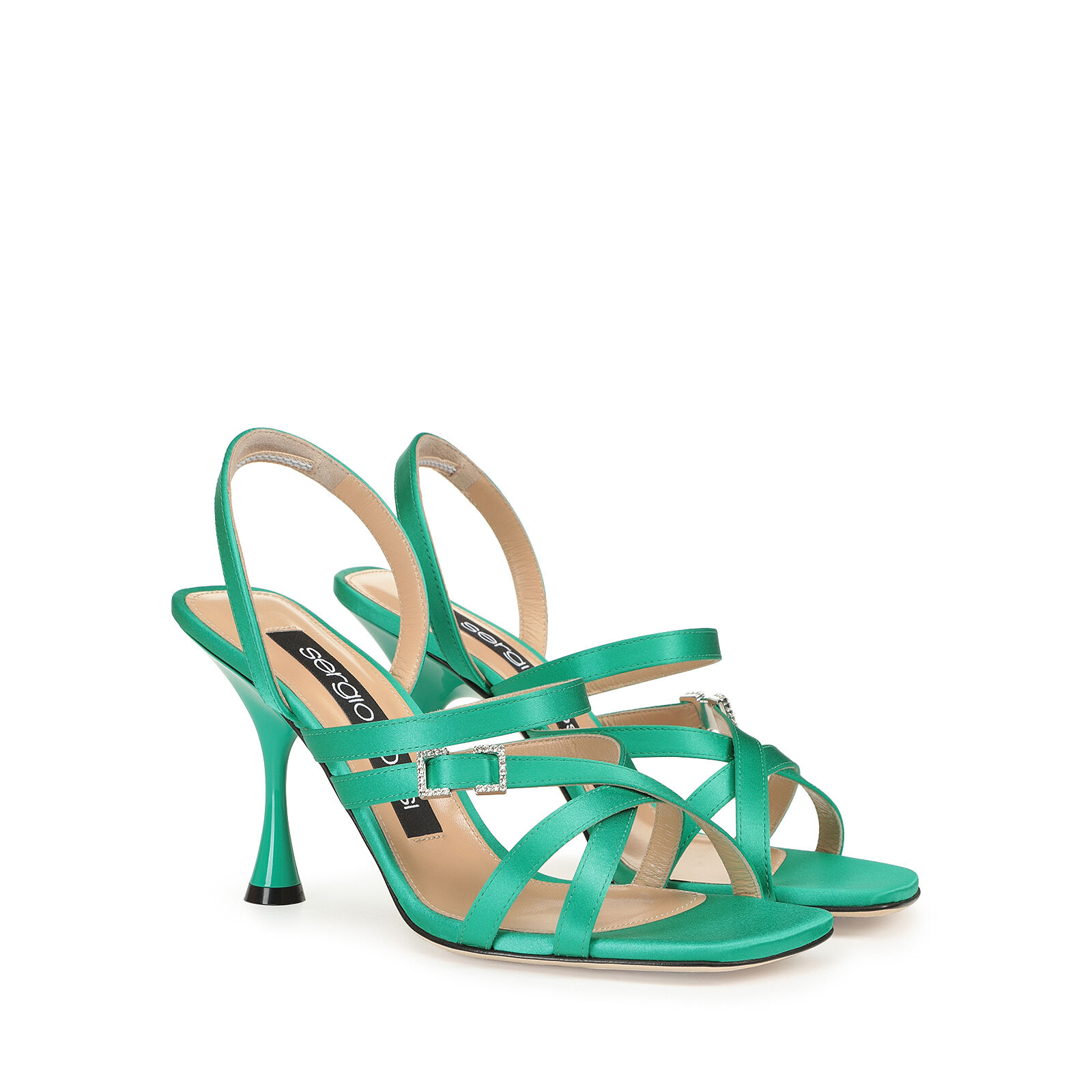 Emerald green heeled sandals top