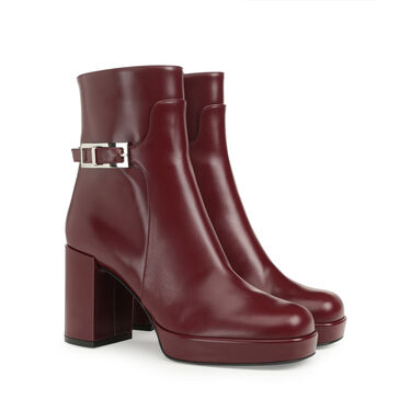 Booties Red Mid heel: 75mm, sr Nora - Booties Wine 2