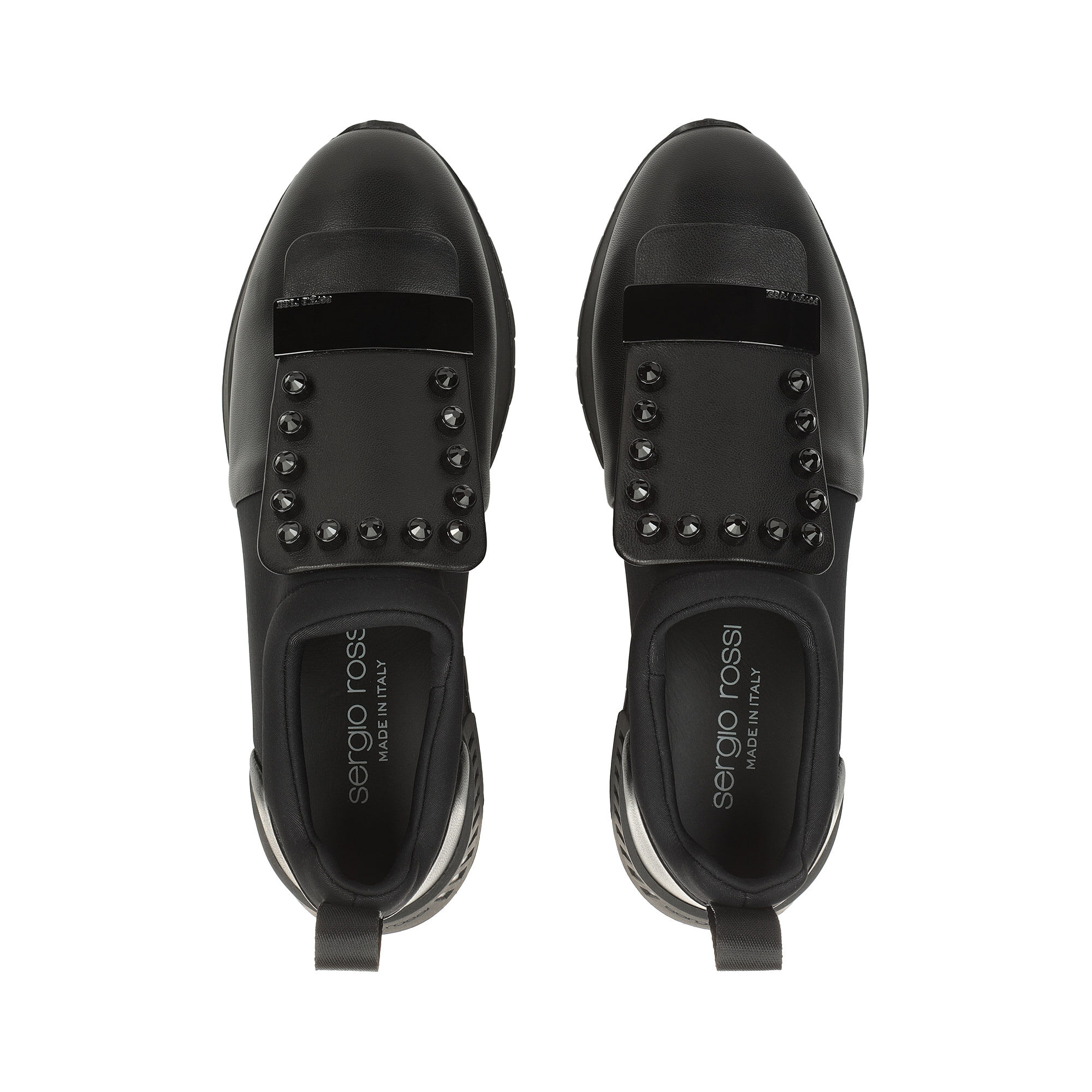 【送料&関税込】Sergio Rossi Sr1 Running Crystals Sneakers Sergio Rossi SR1 slip ons Sneakers Silver Glitter Womens
