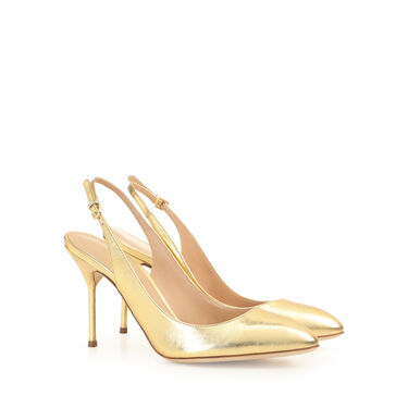 Slingbacks Gelb Niedriger Absätze: 90mm, Chichi - Slingbacks Gold 2