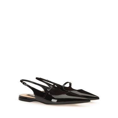 Chaussures à bride arrière Noir Talon plat: 10mm, Godiva - Slingbacks Black 2