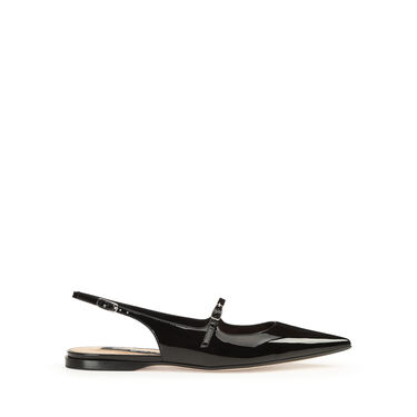 Chaussures à bride arrière Noir Talon plat: 10mm, Godiva - Slingbacks Black 2