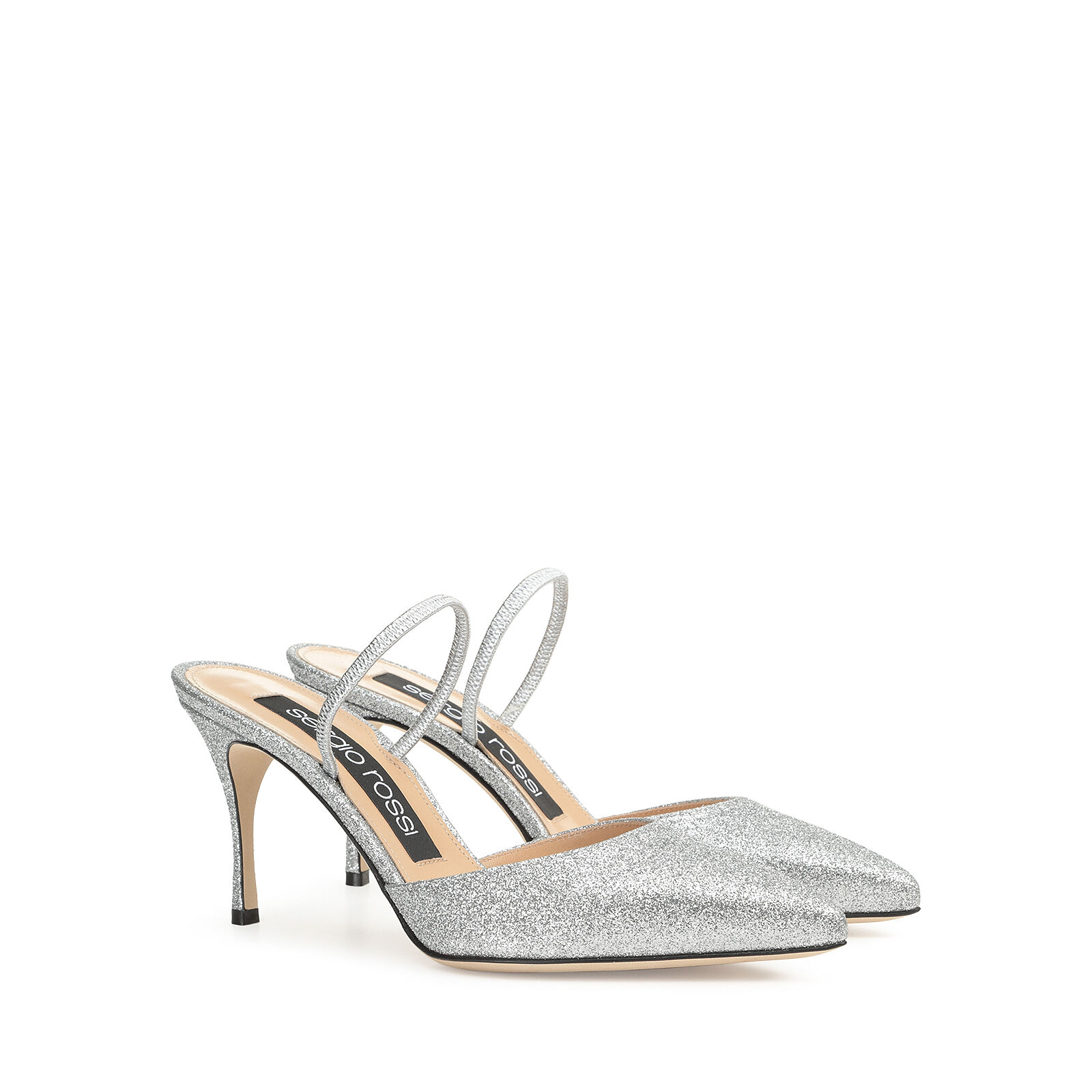 スリングバック グレー ミッドヒール: 75mm, Godiva - Slingbacks Argento | Sergio Rossi
