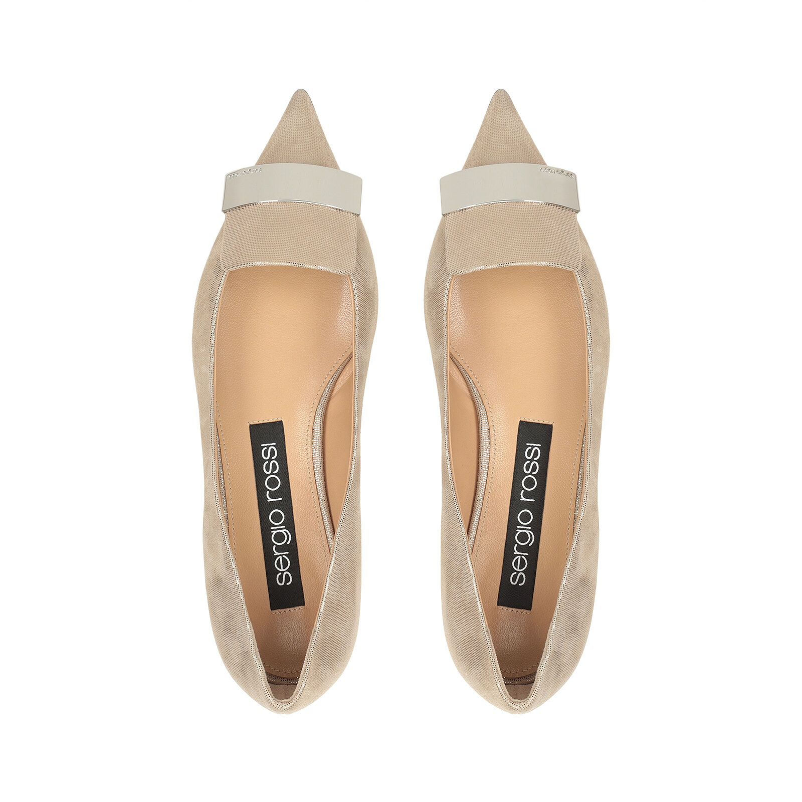 Ballerine Beige Senza tacco 10mm sr1 Ballerine Platino Sergio Rossi
