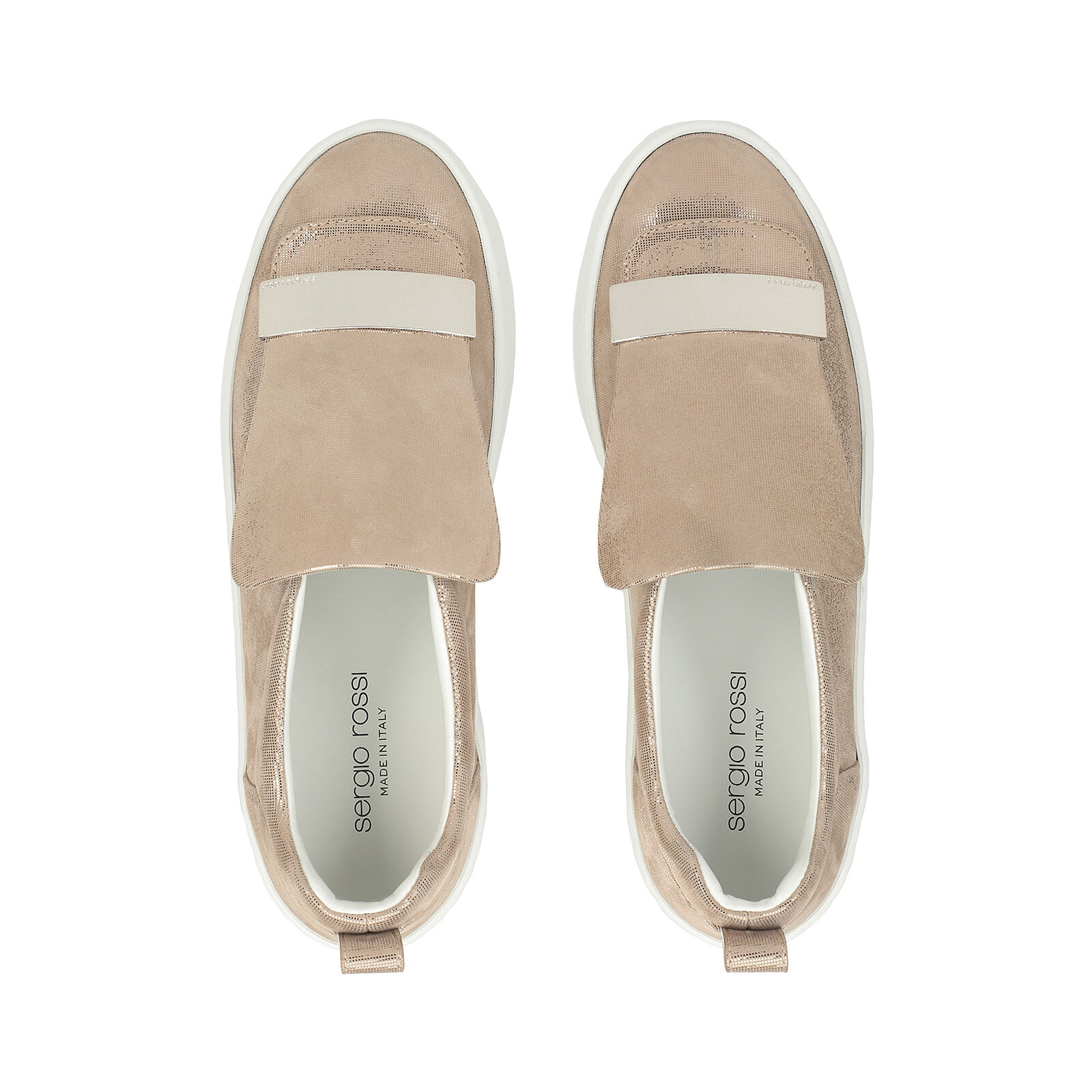 Sneakers Beige Flat: 5mm, sr1 Addict - Sneakers Platino | Sergio Rossi