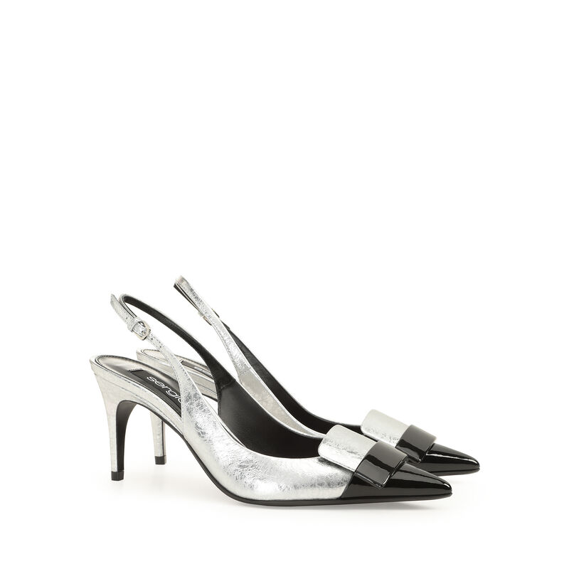 sr1 - Slingbacks Nero/Argento
