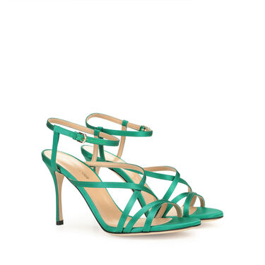 Sandals Green Low heel: 90mm, Bon ton - Sandals Emerald Green 2