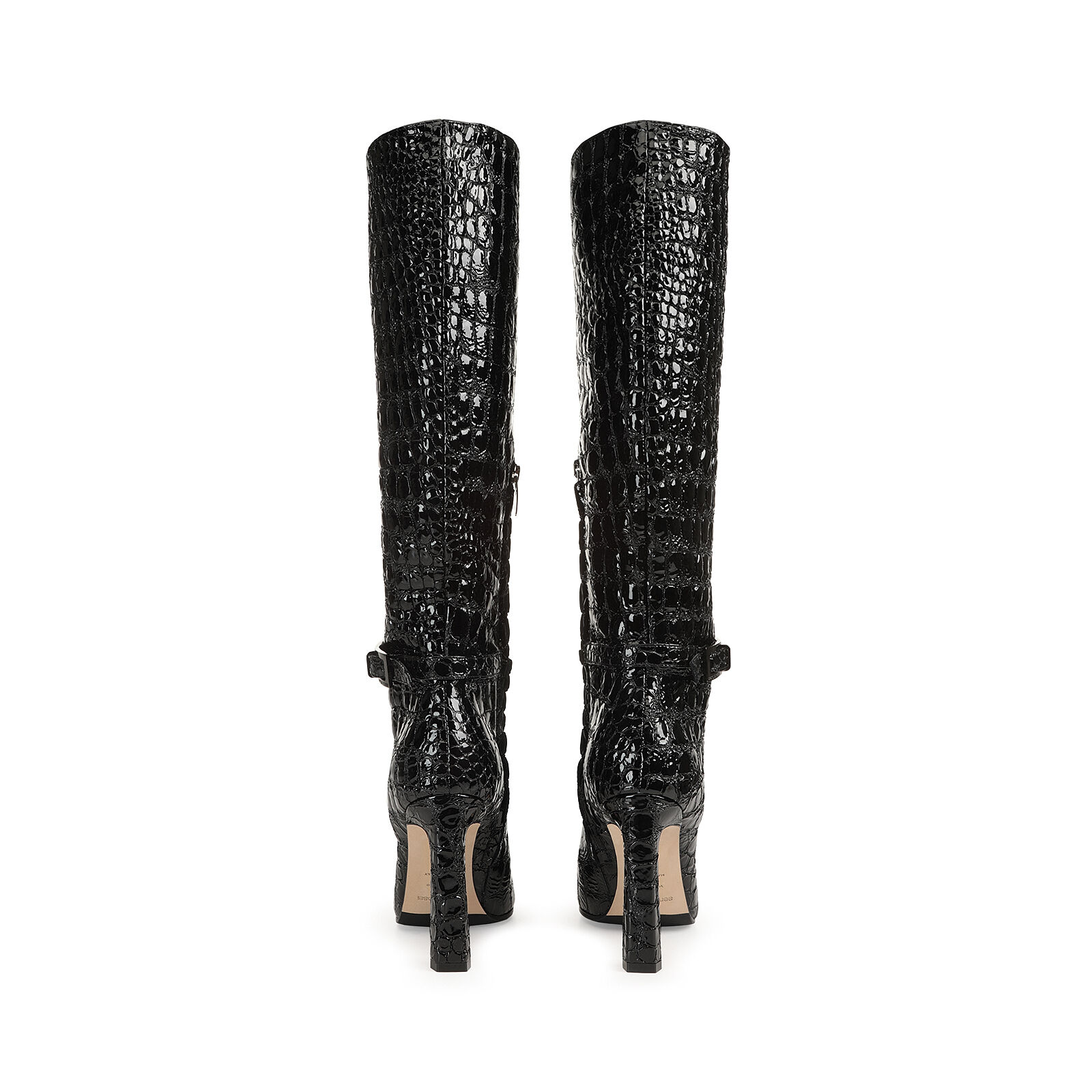 直営店‐Sergio Rossi‐ SR Moroir 100mm レザー ブーツ Boots Black High heel: 100mm, sr Miroir - Boots Black