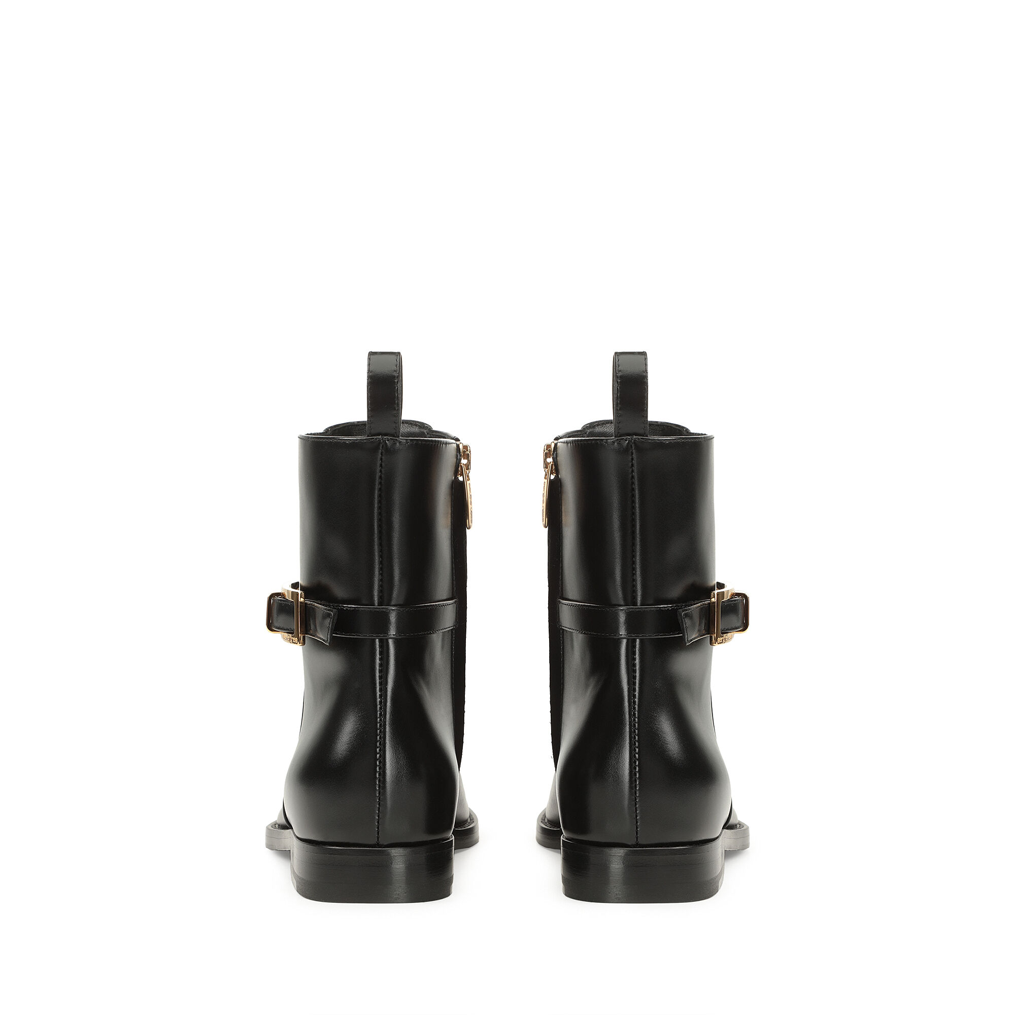 【Sergio Rossi】SR Nora レザー ワイン ブーツ ブーティ ブラック ローヒール: 15mm, sr Nora - Booties Black