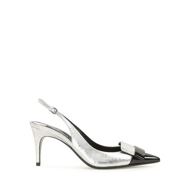 Slingbacks Grey Mid heel: 75mm, sr1 - Slingbacks Nero/Argento 2