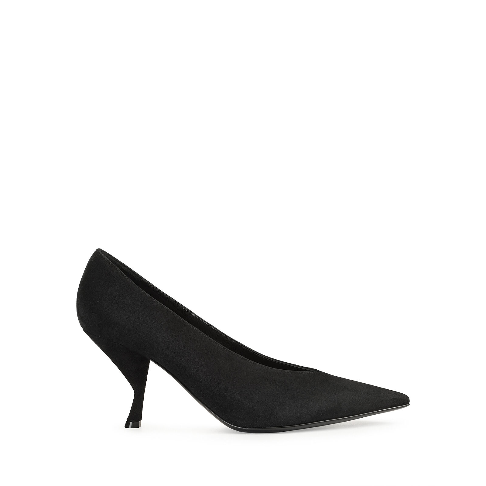 Black suede pumps mid heel top